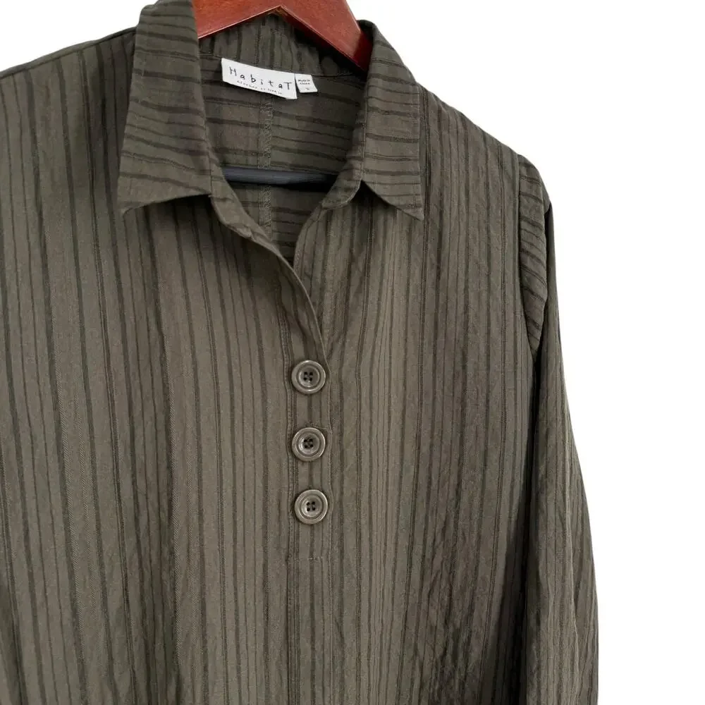 Habitat Sz Small Olive Green Wearable Art to Wear Blouse Shirt Top Autumn Artsy
